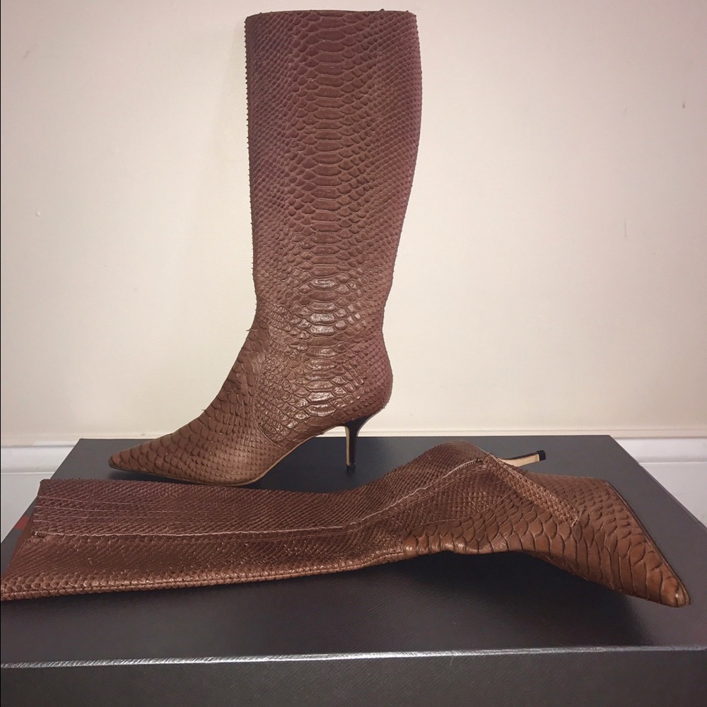 Brown snakeskin boot